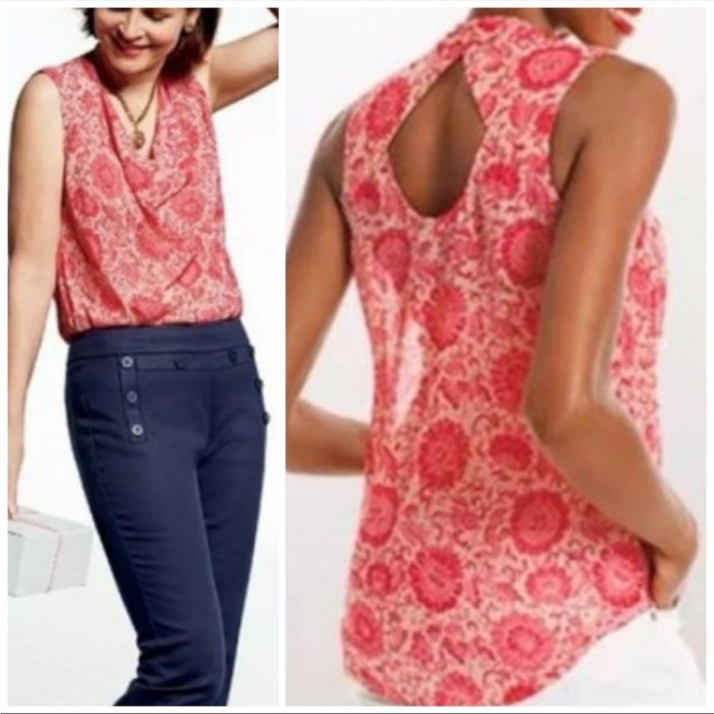 Cabi Vita Sleeveless Pink Tan Sheer Top Size Medium
